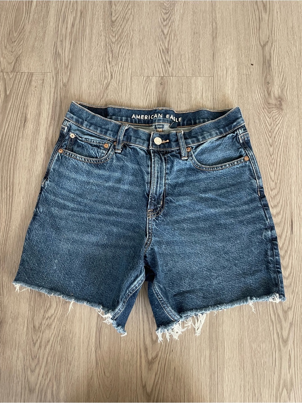 American Eagle Outfitters Dark Blue Denim Cutoff Shorts sigrid 6